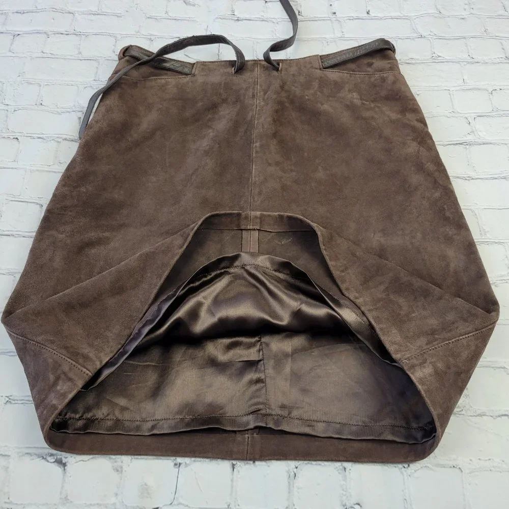 INC International Concept Woman’s brown genuine suede leather skirt size 6 - Picture 6 of 13